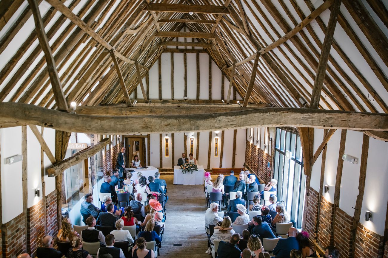 A full barn ceremony from above